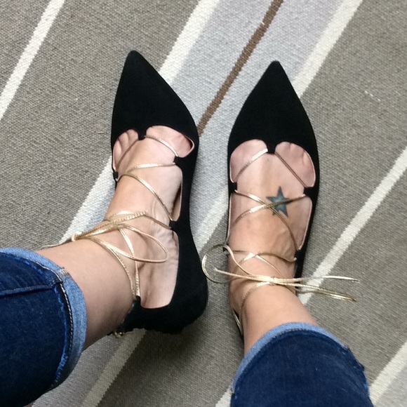 J. Crew Shoes - J. Crew black suede lace-up flats